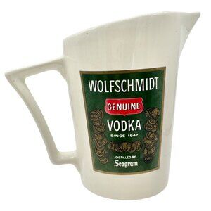 Vintage Wolfschmidt Vodka Ceramic Pitcher Seagram Distillers Co. Barware Collect